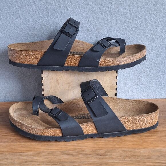 Birkenstock Mayari Sandal Women’s 41 US 10 10.5 Black Regular Leather Birko-Flor - Picture 5 of 11